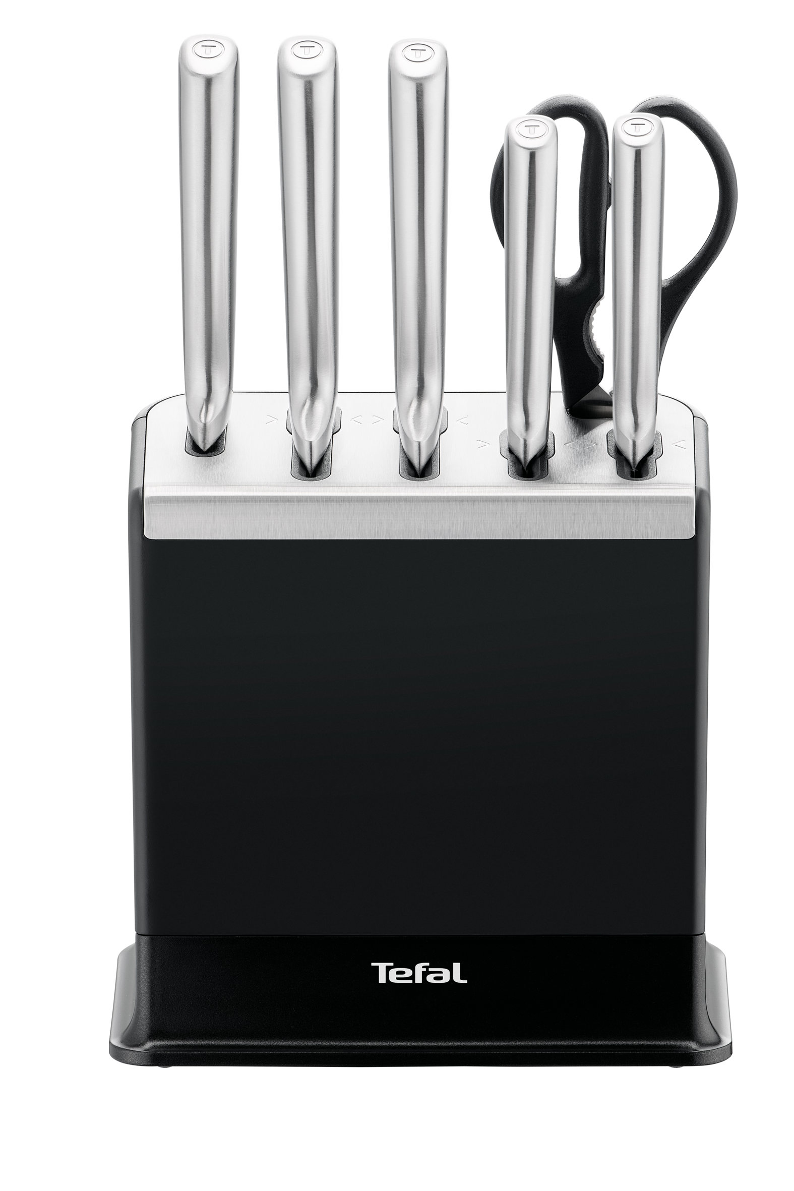 EverSharp, Set de couteaux 6 pièces en inox et bloc de couteaux avec système d'aiguisage intégré