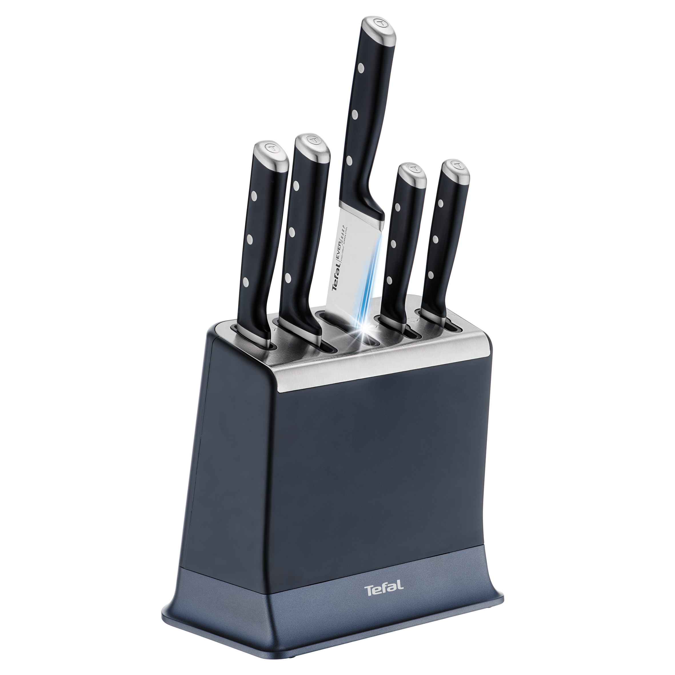 EverSharp, Set de couteaux 5&nbsp;pièces et bloc de couteaux avec système d'aiguisage intégré