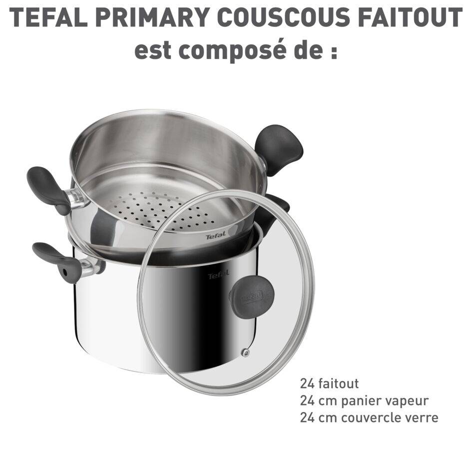 PRIMARY Couscoussier avec panier vapeur 9L? Qualité Premium, Excellente chaleur diffusion 