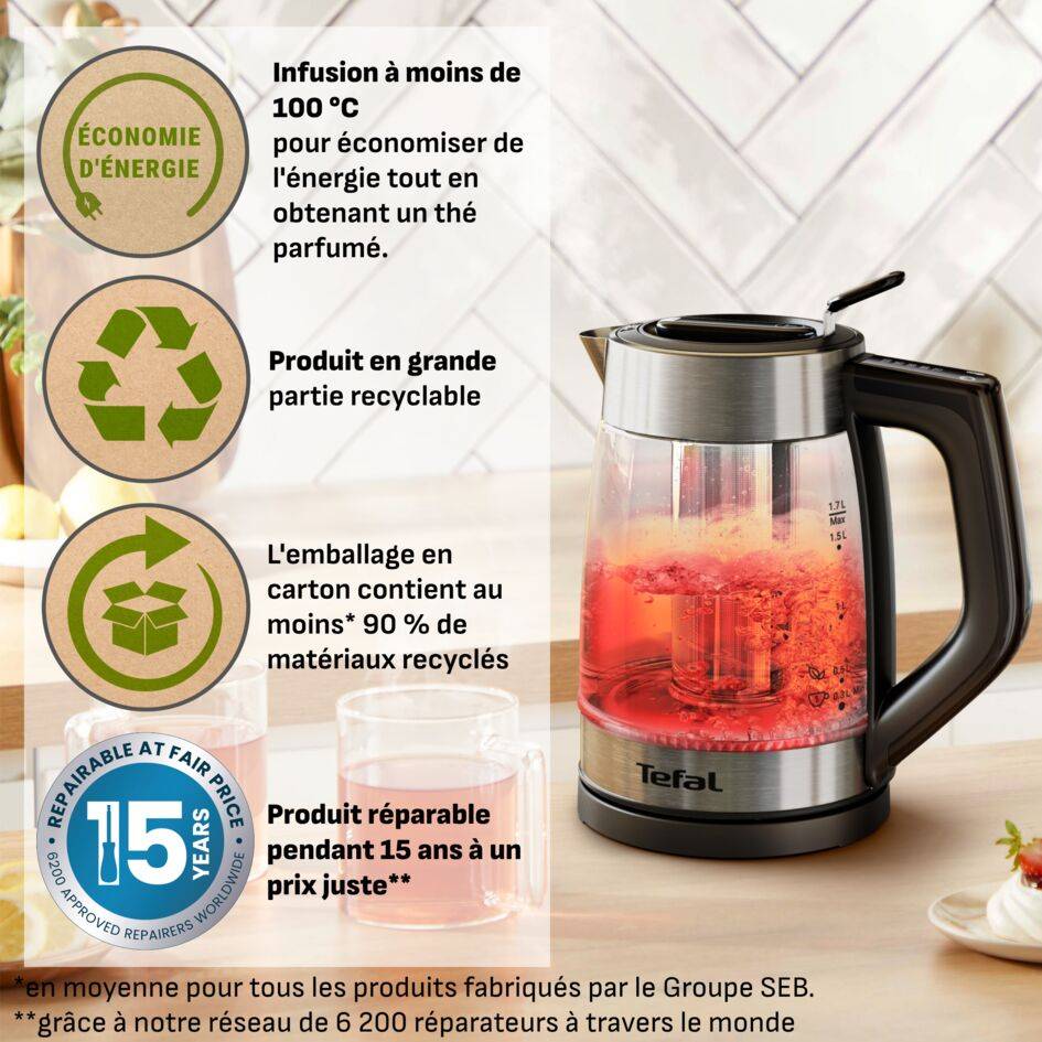 Element, Bouilloire électrique, 1,7 L, 5 niveaux de température