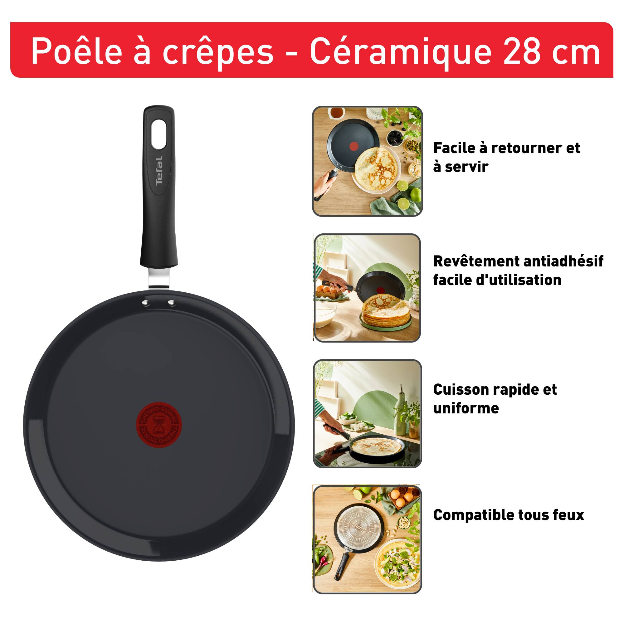 Poêle à crêpes 28 cm Céramique Chdl25