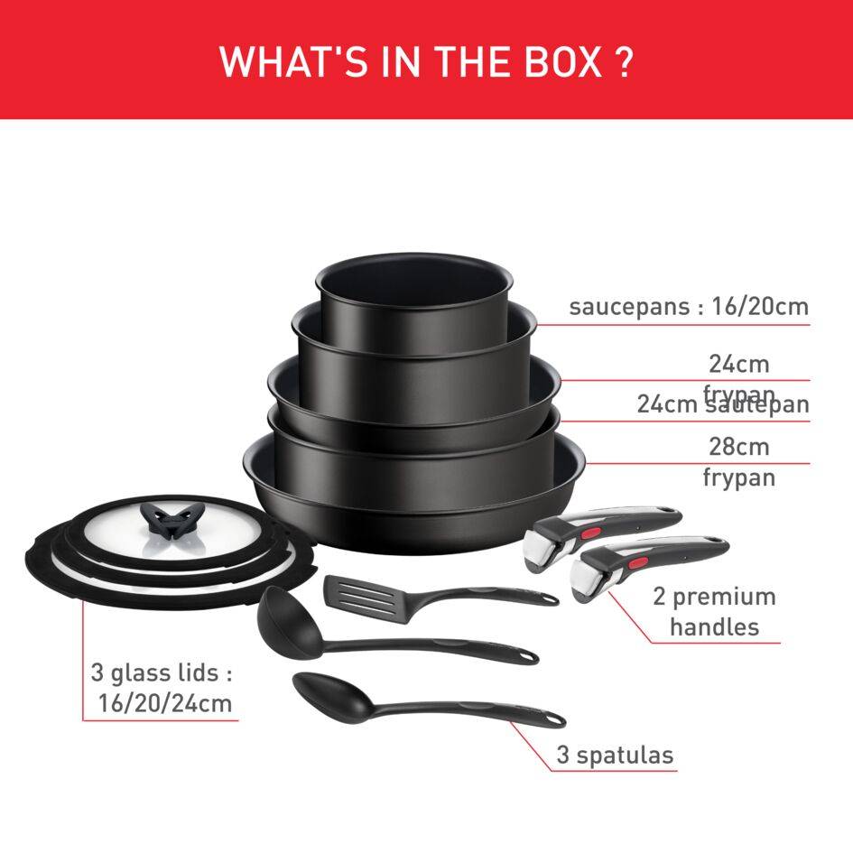 Ingenio Unlimited, Antiadhésif, Batterie de cuisine 13 pièces, Induction