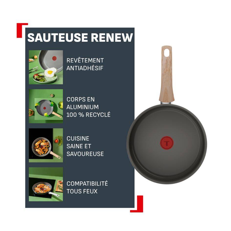 Renew, Poêle wok 28&nbsp;cm, Revêtement en céramique antiadhésif