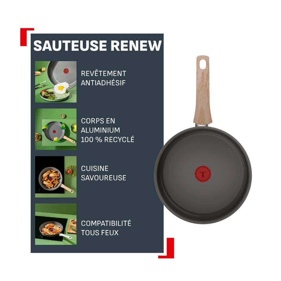 Renew, Sauteuse + couvercle, Céramique, Induction, 24cm