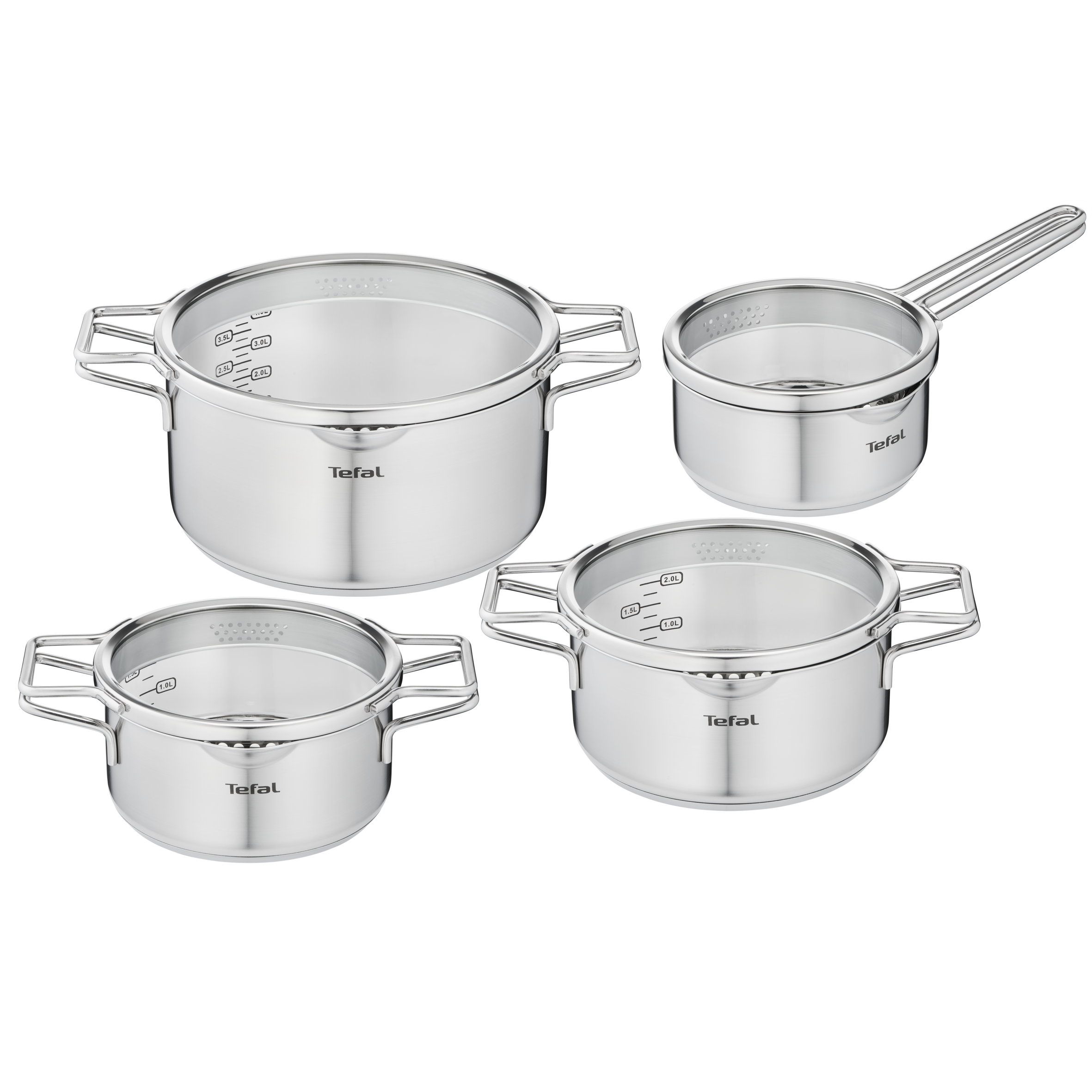 NORDICA set 8 pièces Casserole 16cm + Faitouts 18/20/24cm + couvercles