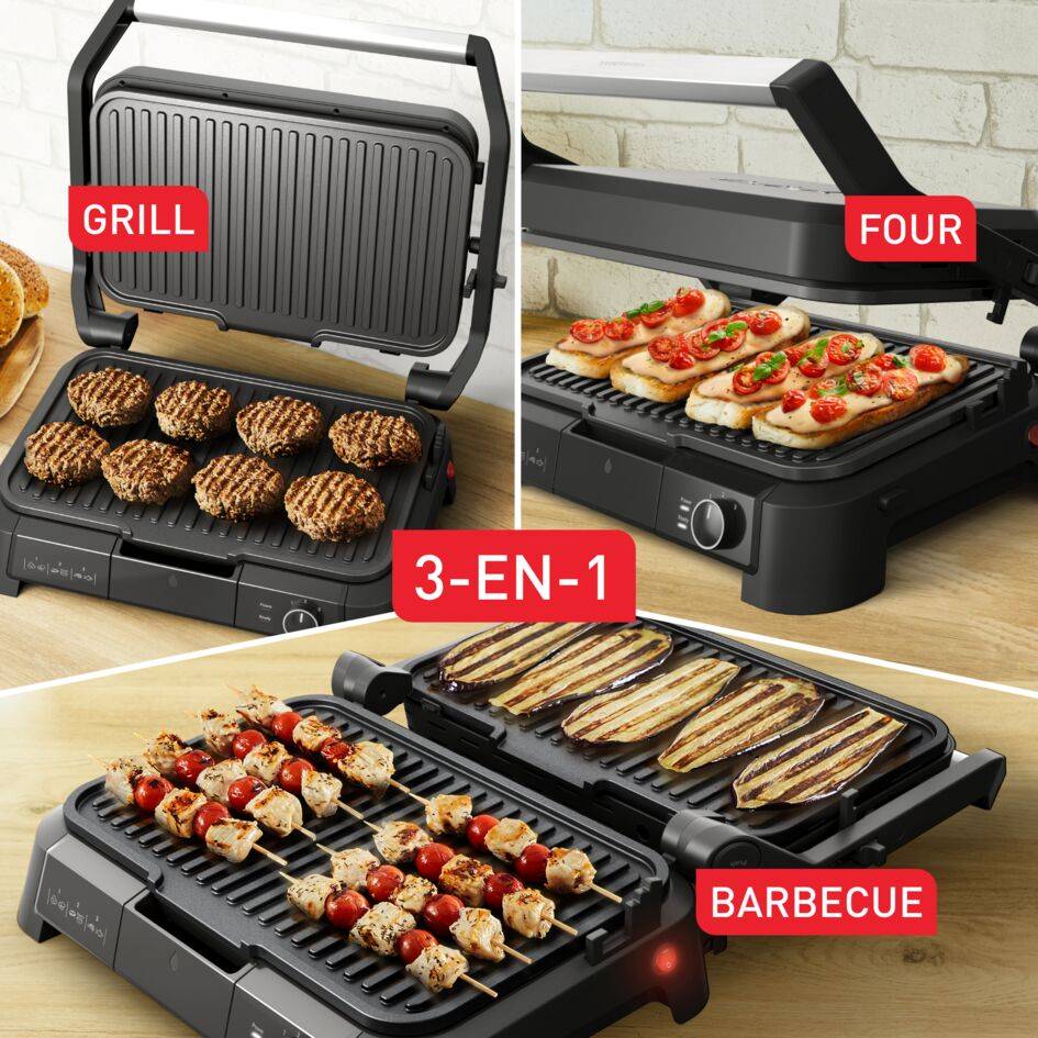 SuperGrill 3-en-1 XL, Gril de contact, Barbecue, Position four, Jusqu'à 8 pers