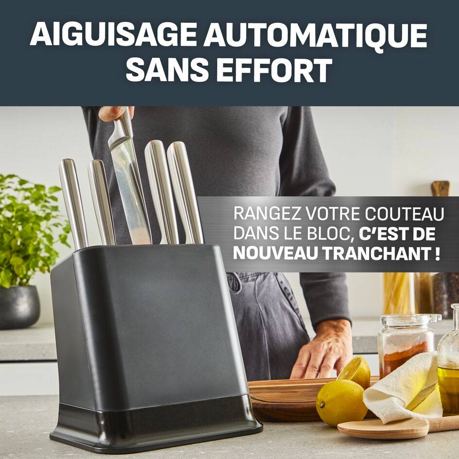 EverSharp, Set de couteaux 6&nbsp;pièces en acier inoxydable et bloc avec affûteur