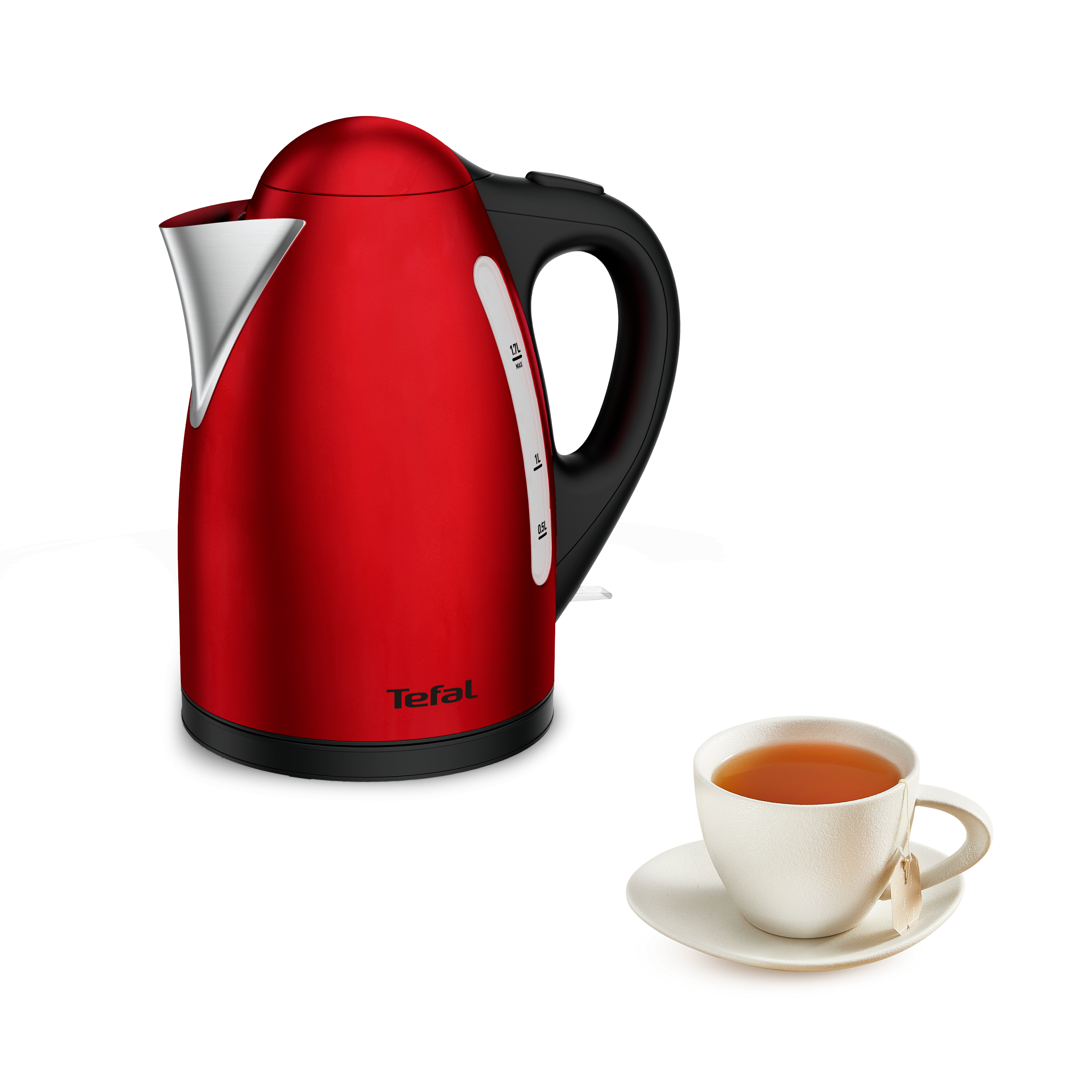 Bouilloire 1,7l rouge inox