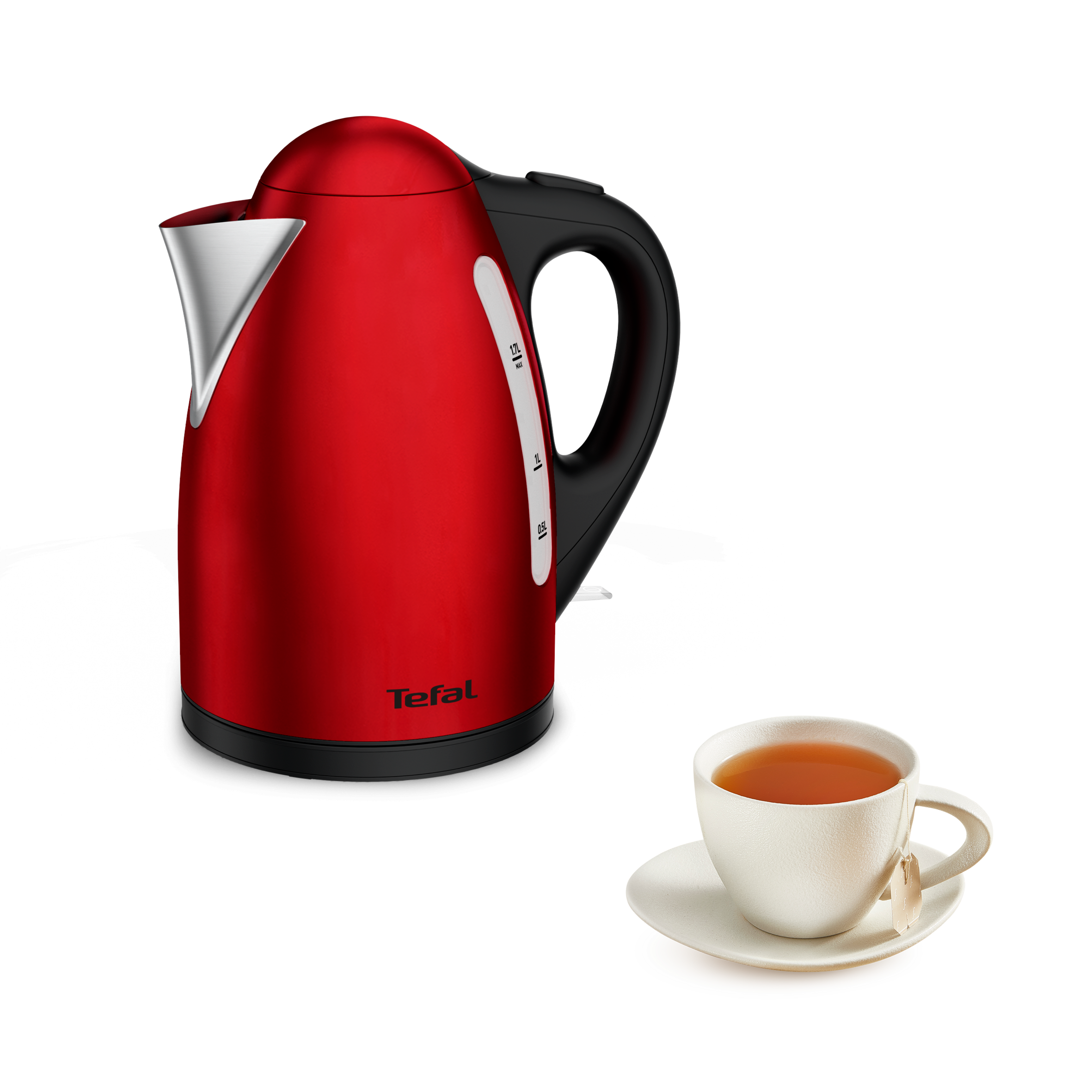 Bouilloire 1,7l rouge inox