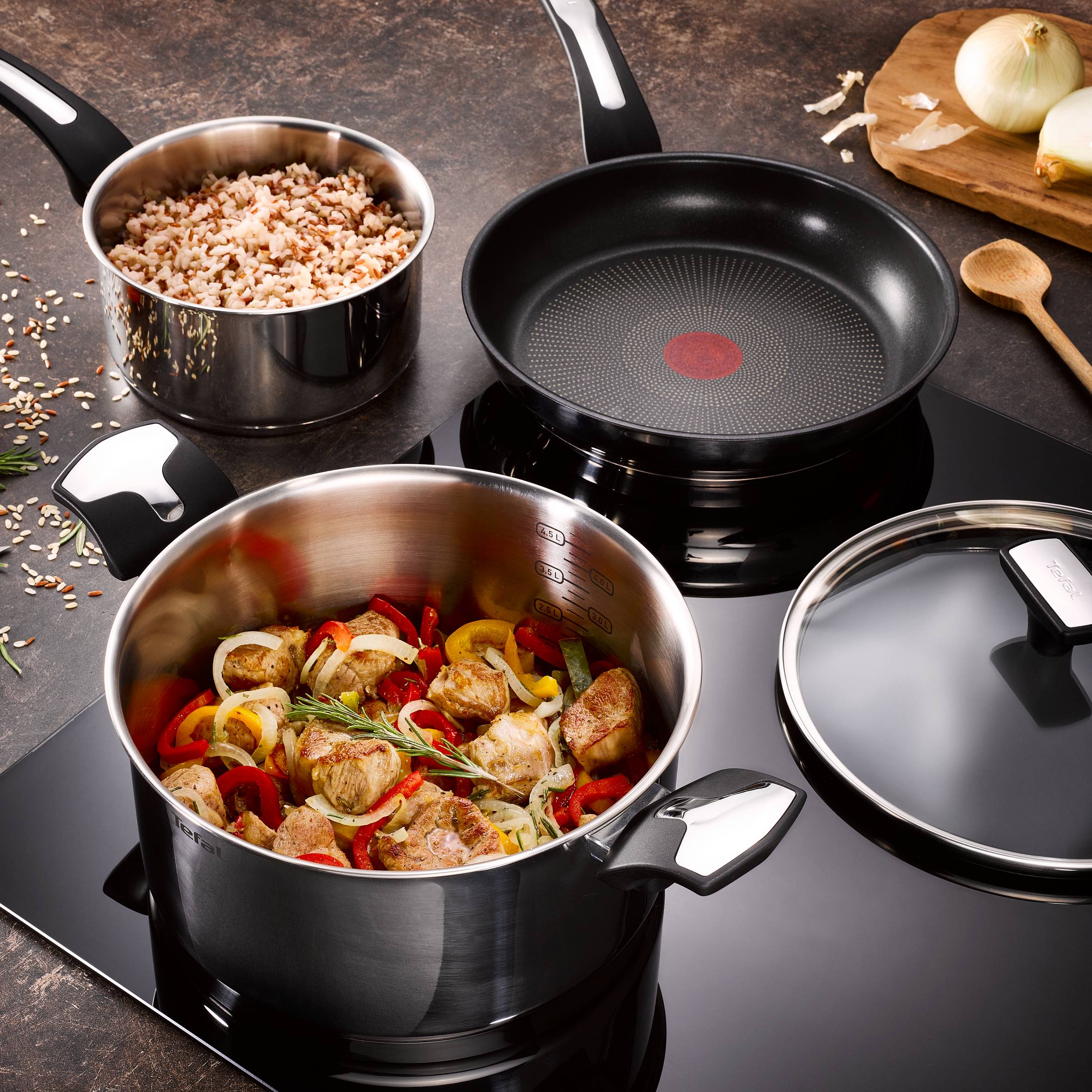 Emotion set 5 pièces poêles 20/24cm casseroles 16/18/20cm + cv