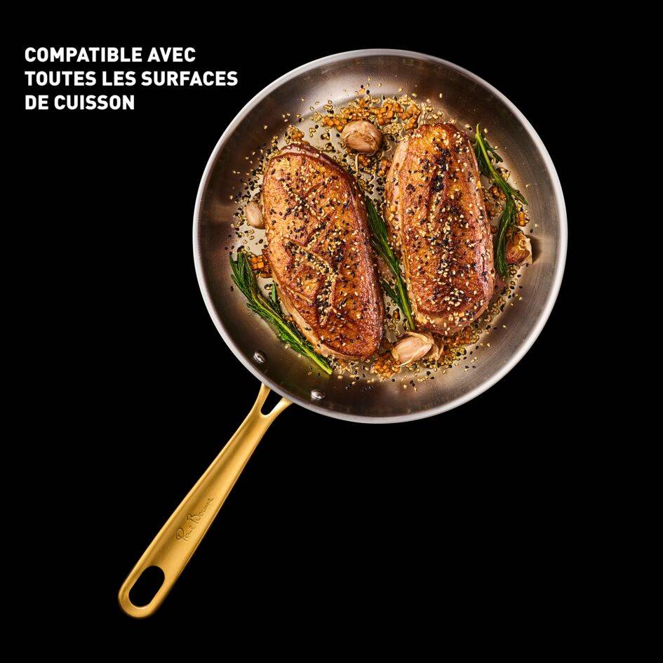 Tefal & Bocuse, Poêle de 28&nbsp;cm, Induction, Acier inoxydable sans revêtement