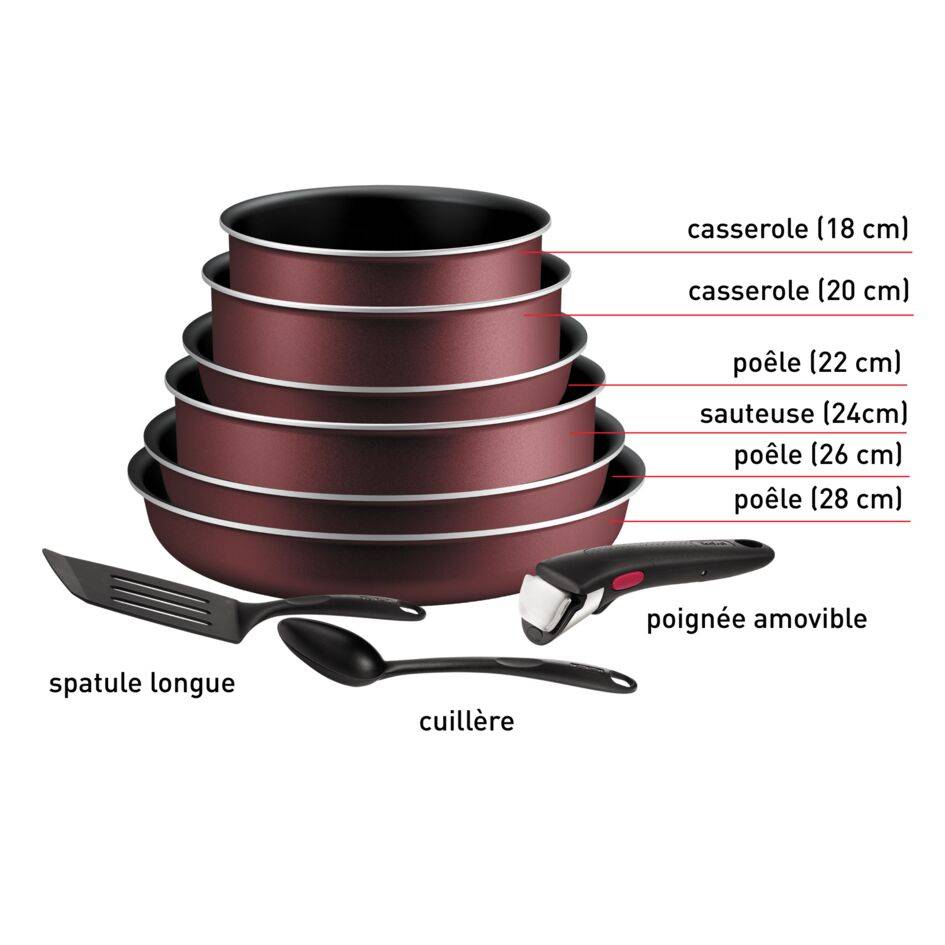Ingenio Simply Cook, Antiadhésif, Batterie de cuisine 9&nbsp;p, Induction, Légèreté