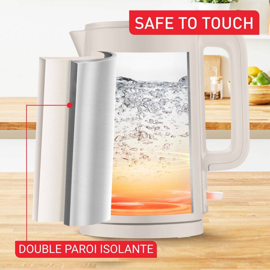 Thermo protect, Bouilloire électrique TEFAL, Safe to Touch, Gris clair