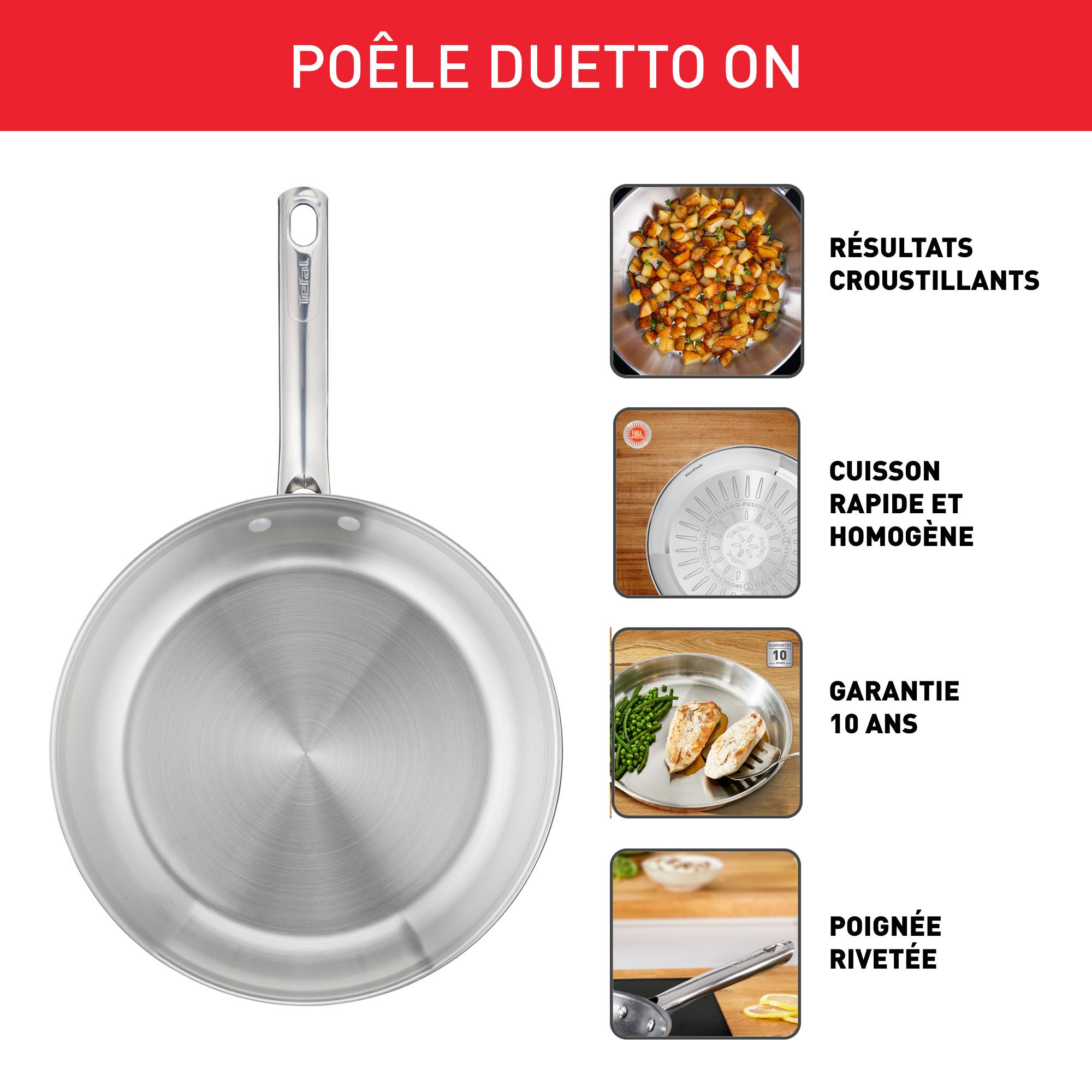 Duetto On, Poêle 28 cm, Inox de qualité supérieure, Garantie de 10 ans
