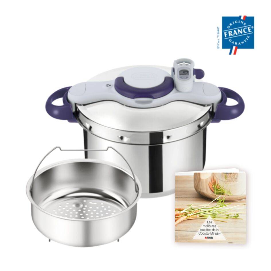 Clipsominut' Perfect violet Cocotte-minute® 7,5L Induction + Livre 100 recettes