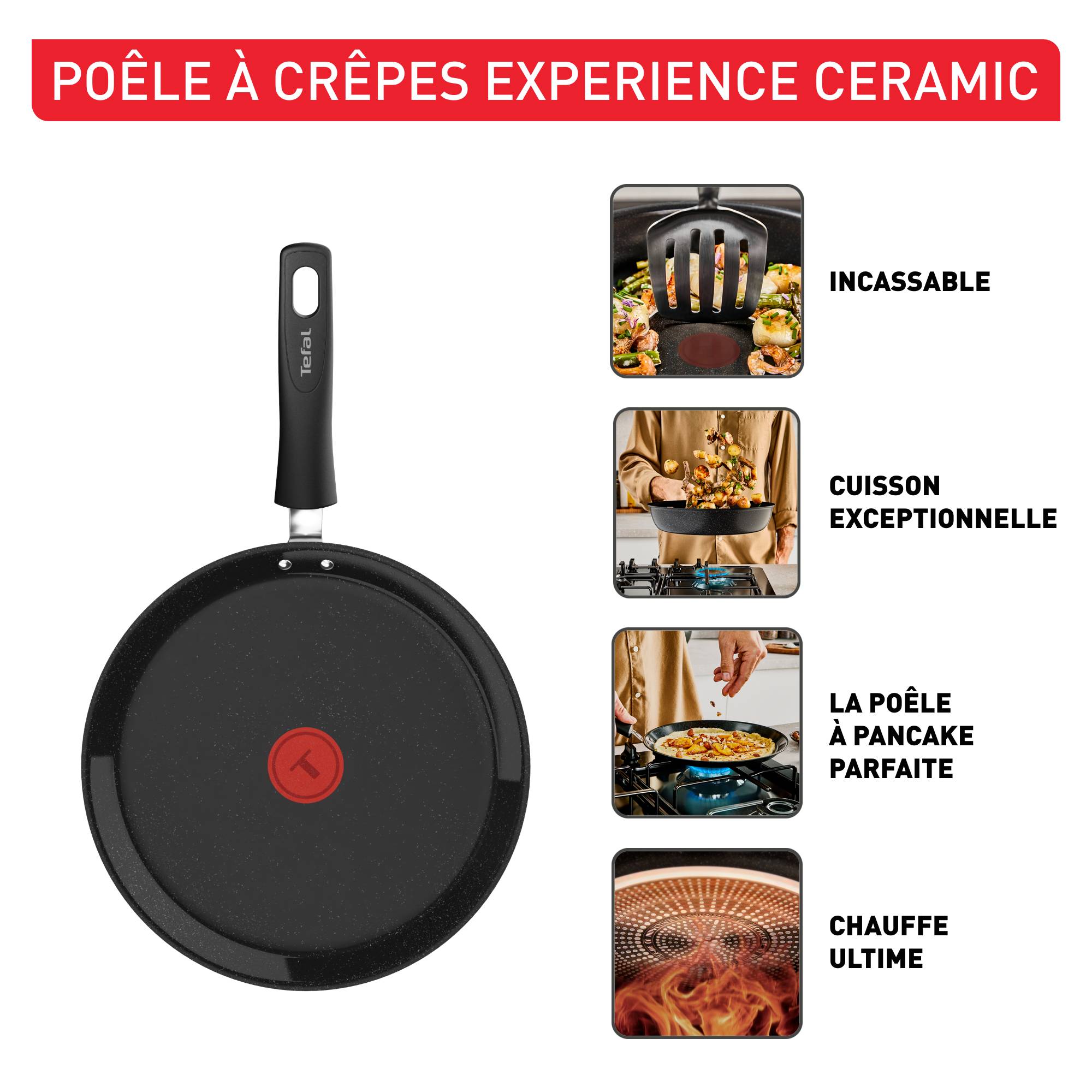 Experience Ceramic, Poêle à pancake 25 cm, Revêtement céramique antiadhésif