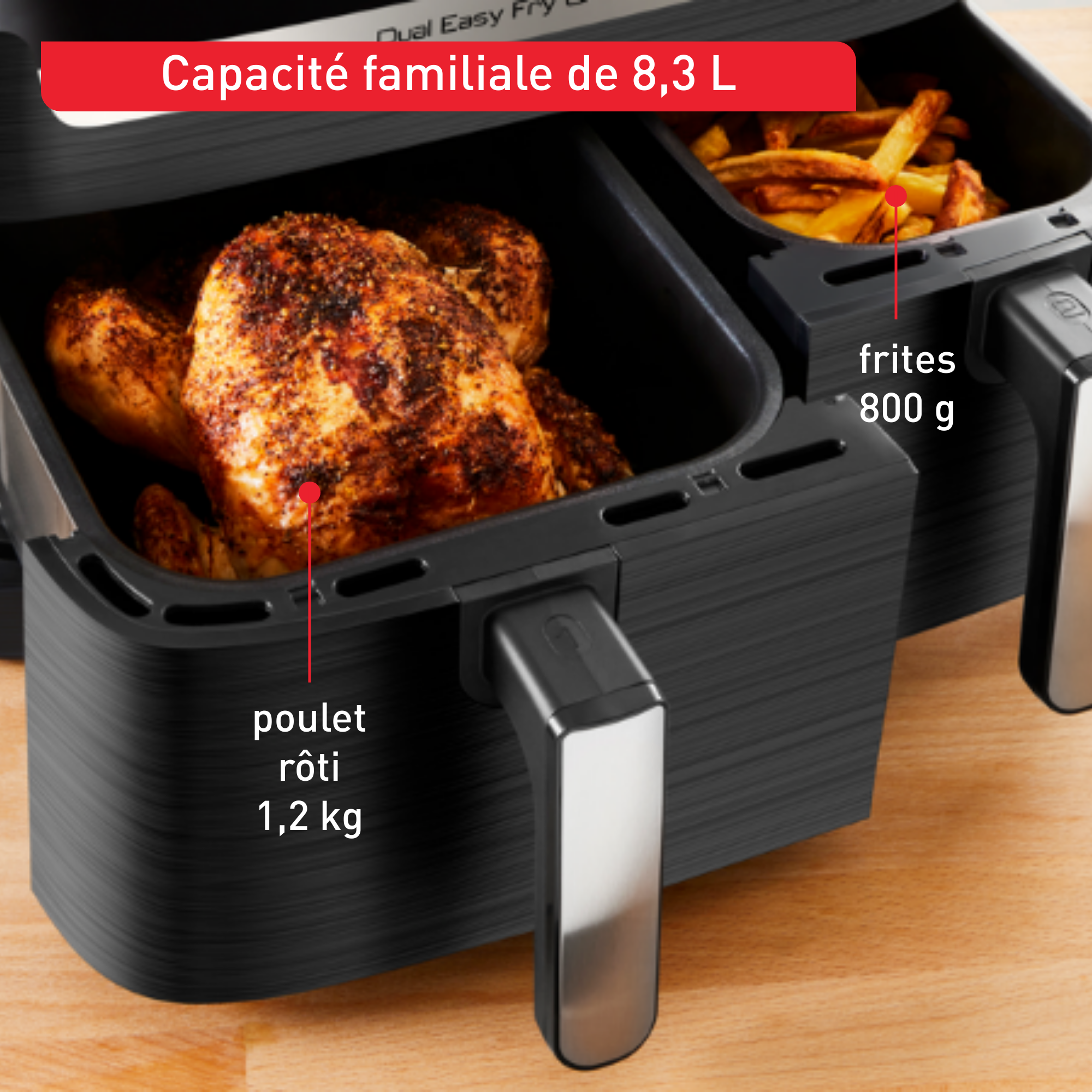 Dual Easy Fry & Grill, Air fryer double tiroir, 8.3L, Jusqu'à 8 personnes