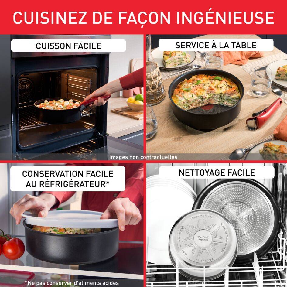 Ingenio Eco Resist, Poêle wok 28 cm, Design empilable, Noir, Induction