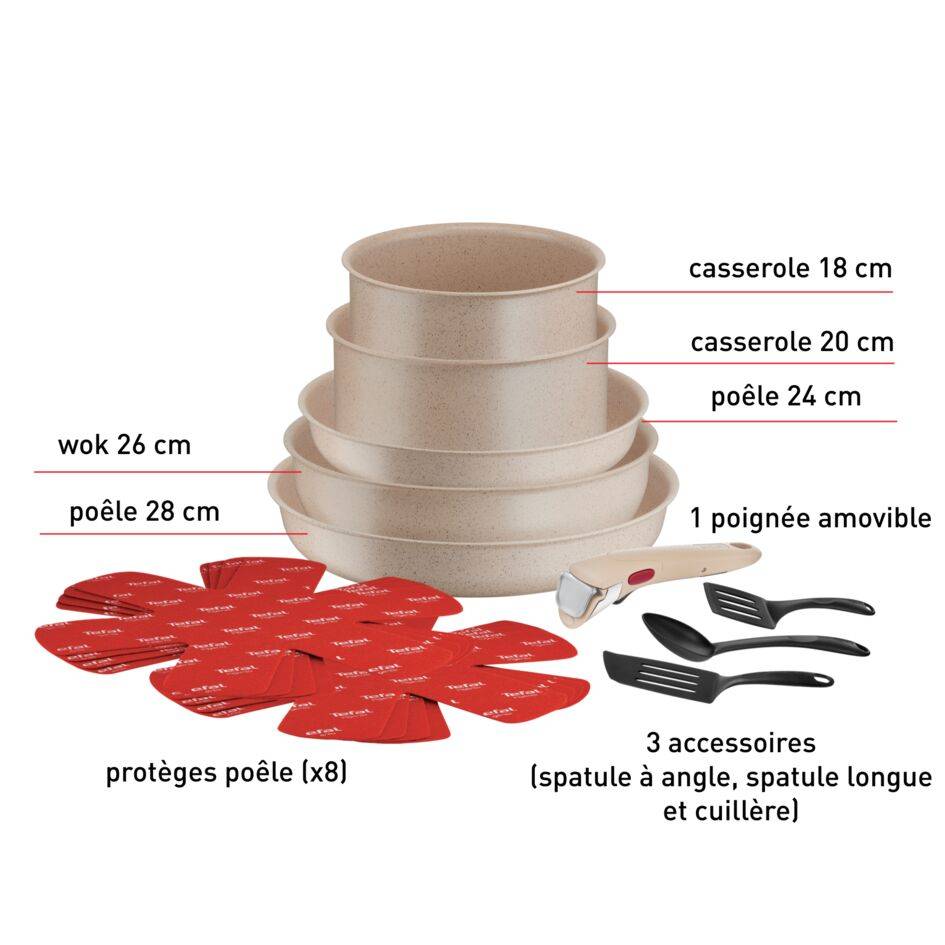 Ingenio Delight On, Antiadhésif, Batterie de cuisine 17 pièces, Induction