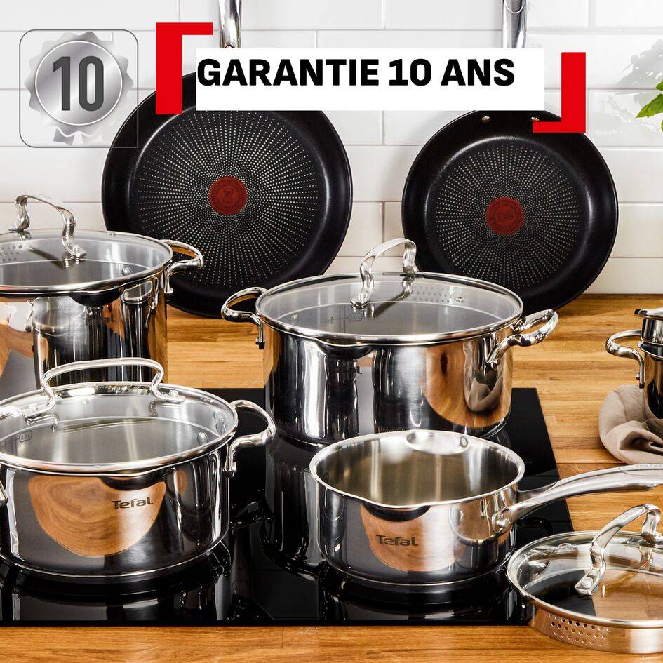 Duetto +, Poêle 24 cm, Garantie 10 ans, Acier inoxydable, Induction, Thermo-Signal