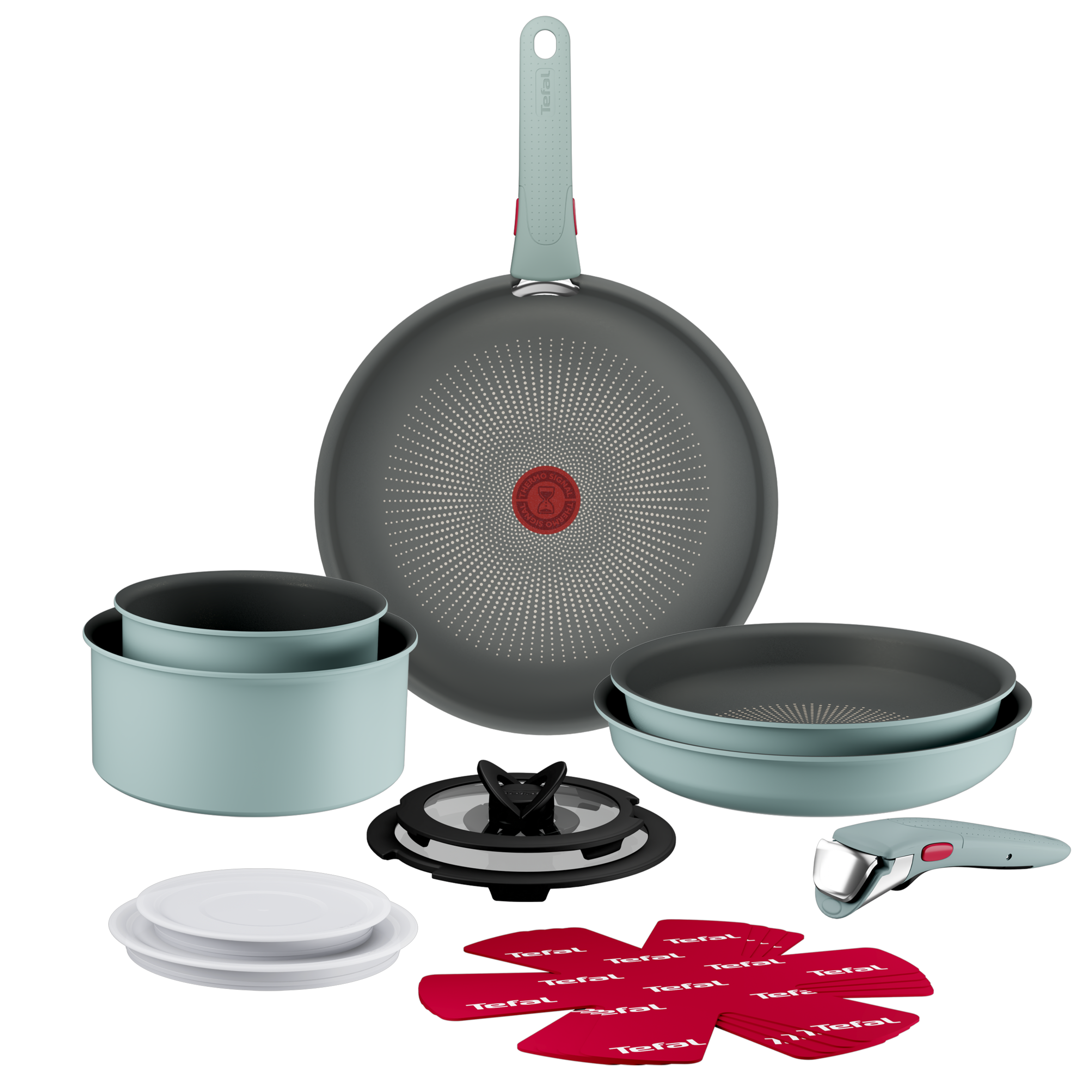 Halo Eucalyptus, Batterie de cuisine 15&nbsp;pièces, Poignée assortie, Empilable