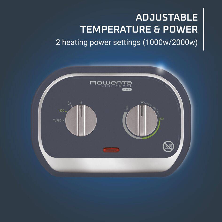 Mini Excel Aqua, Chauffage d'appoint Céramique, Salle de bain, mode ECO, 1000W/2000W