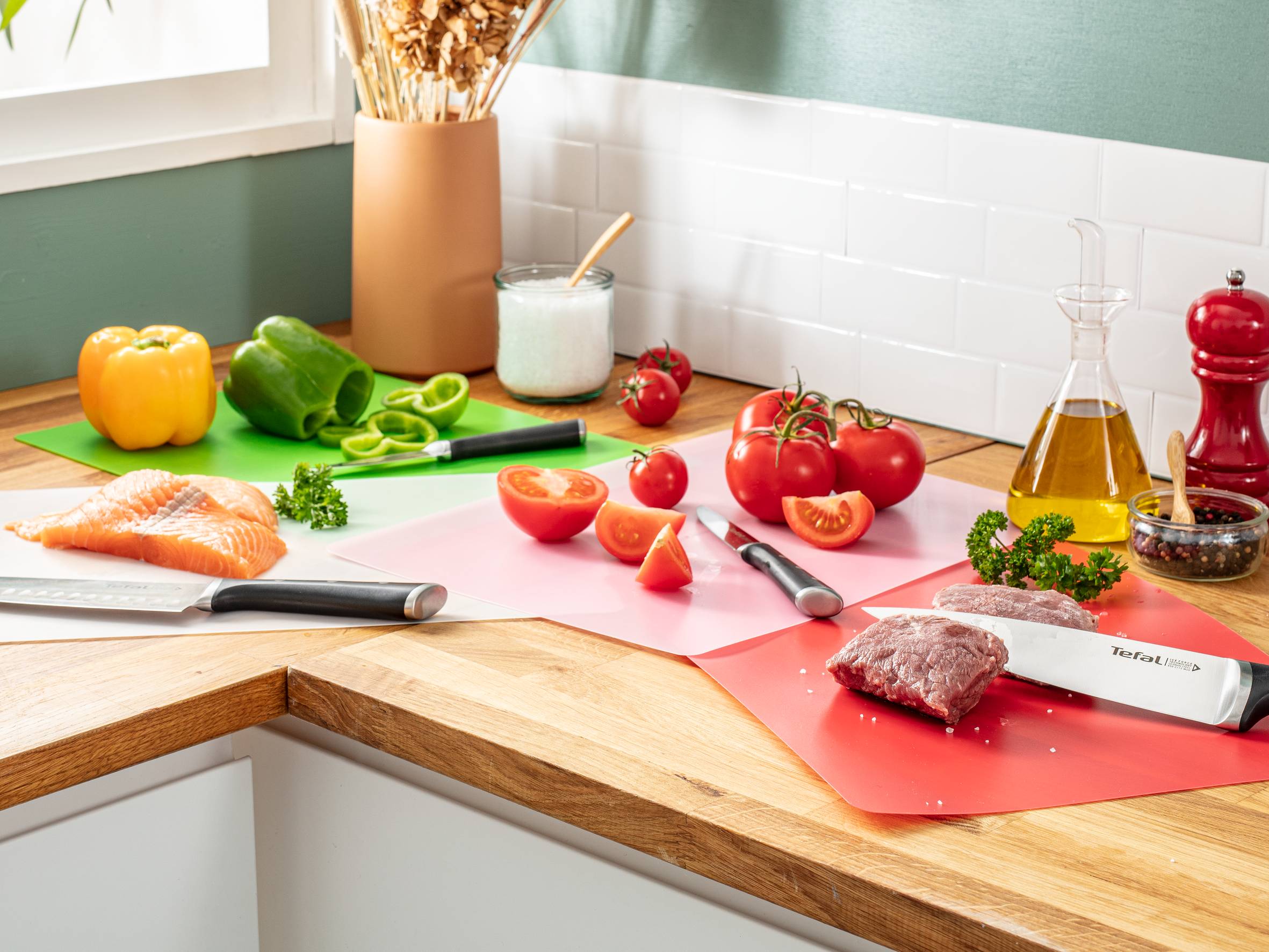 Lot De 5 Planches à Découper En Plastique Réversible - Flexible, Carrée, Avec Trous Pour Suspension