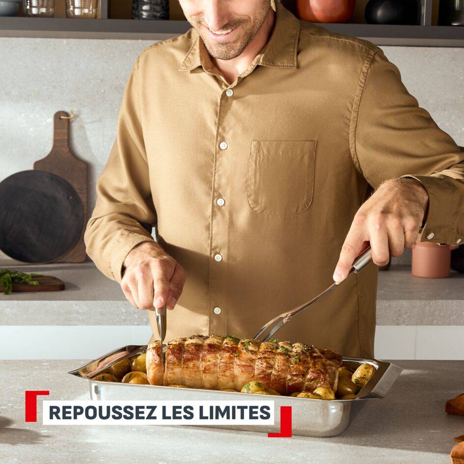Excellence, Grand plat à four en acier inoxydable 42x29&nbsp;cm, Garantie de 10&nbsp;ans