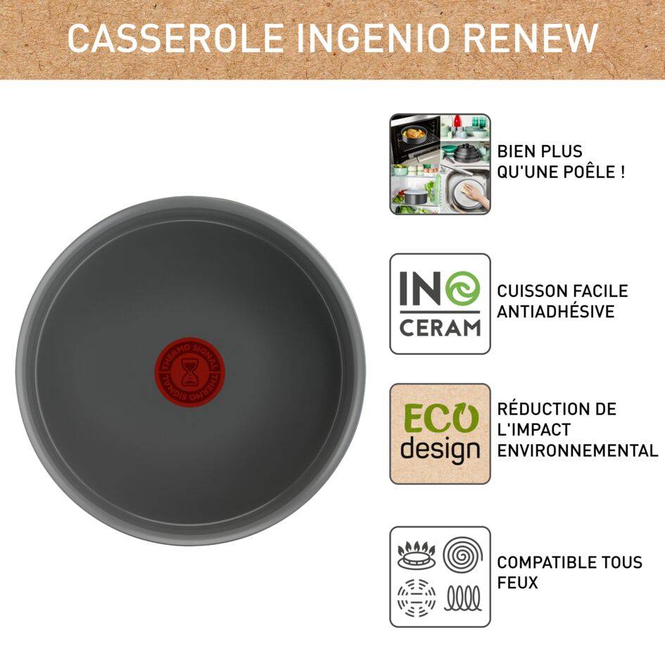 Ingenio Renew, Céramique antiadhésive, Casserole 18 cm, Induction