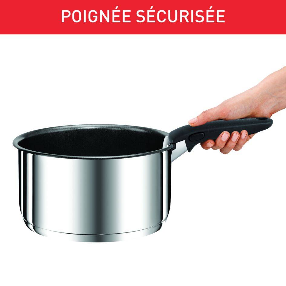 Ingenio preference  batterie de cuisine : casseroles 16/20cm (1,5/3l) antiadhésives + poignée amovible induction 