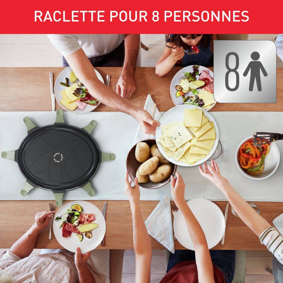 Eco Raclette, Appareil à raclette et gril, Antiadhésif, 8&nbsp;personnes