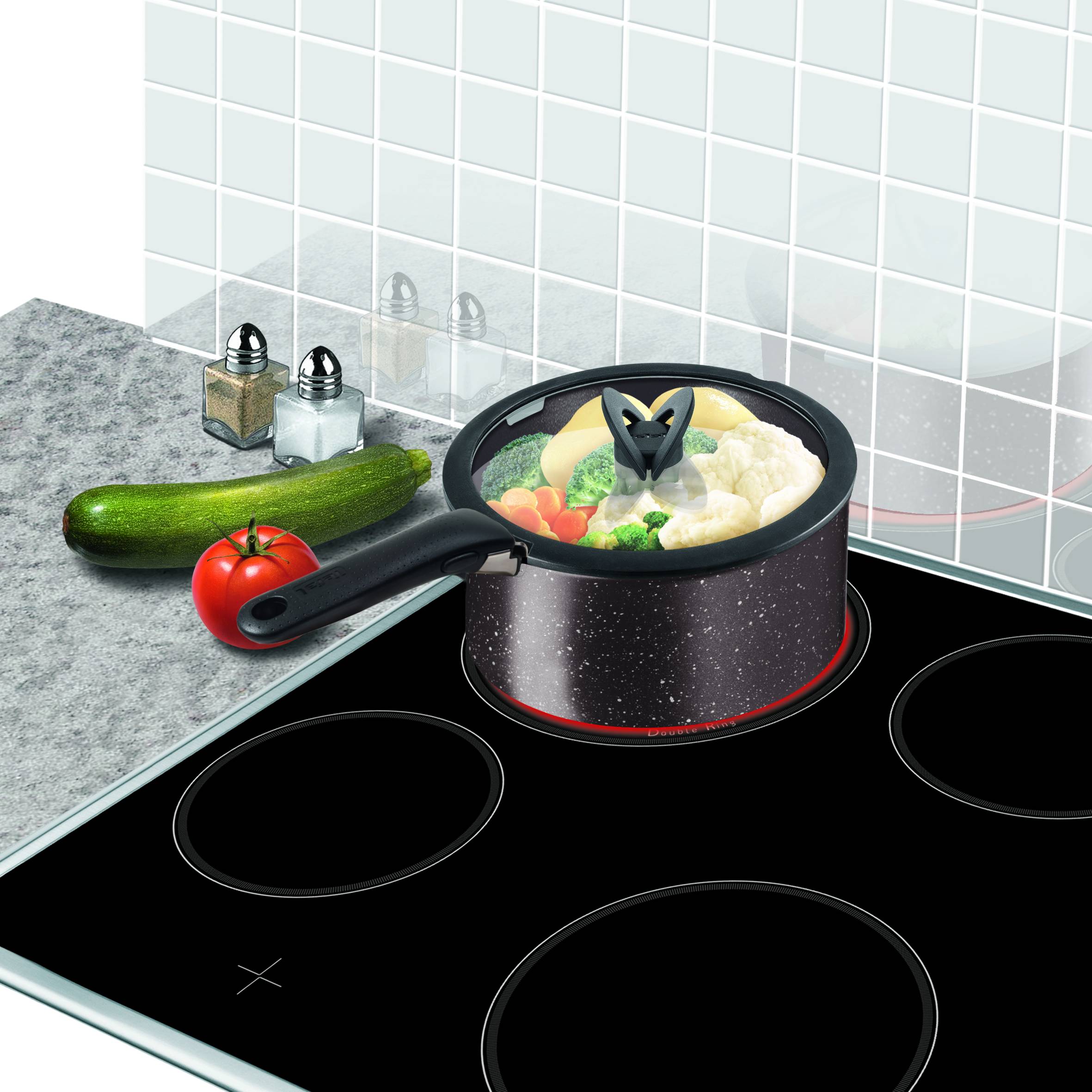 INGENIO EXTREME Marron Effet pierre Batterie de cuisine 5 pièces