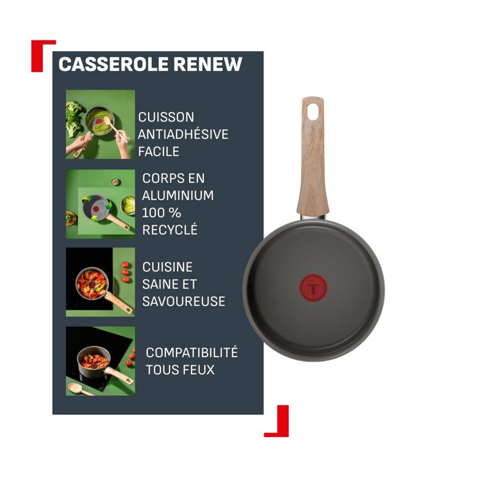 Renew, Casserole 16 cm, Revêtement en céramique antiadhésif