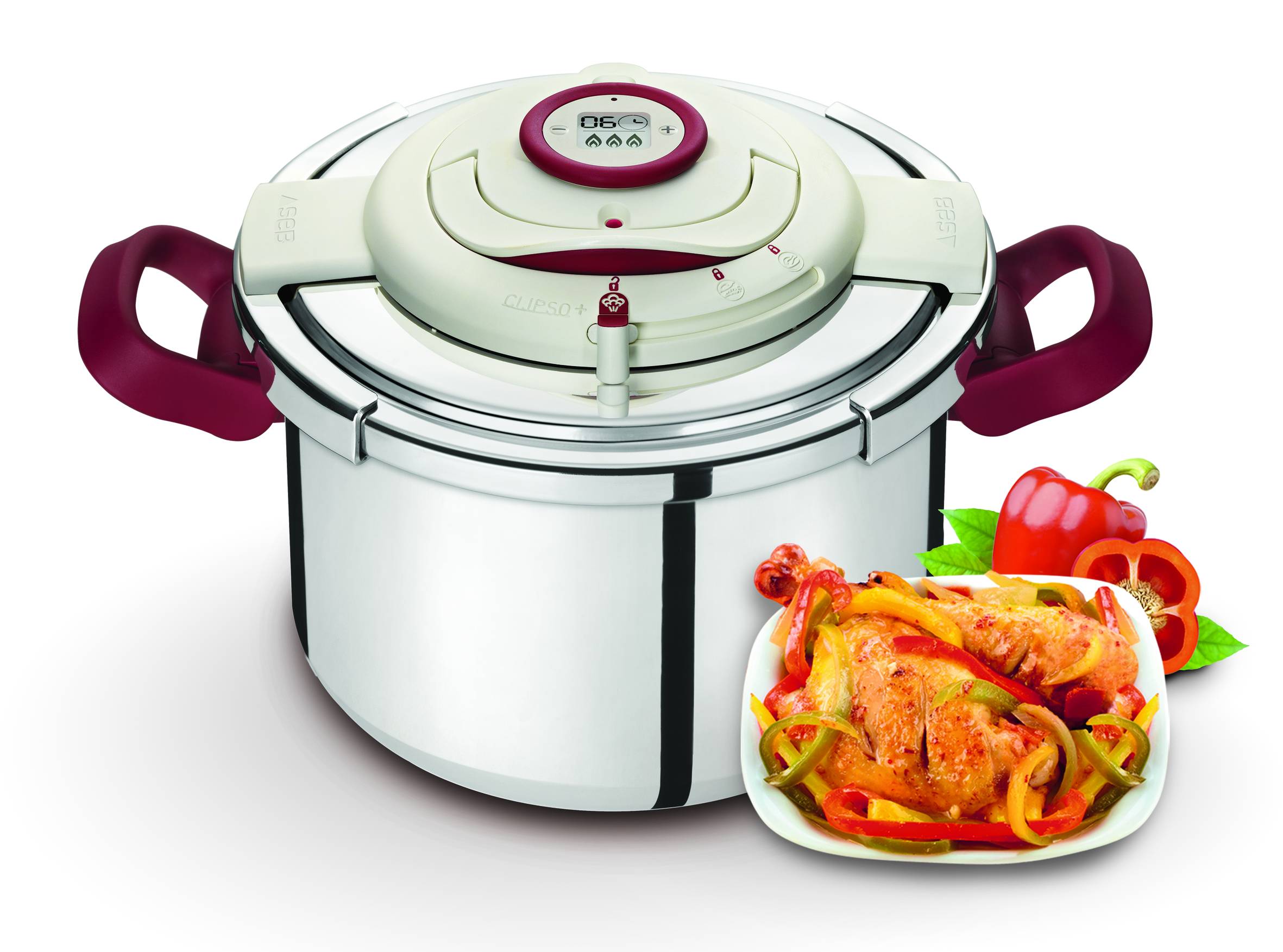 Clipso®+ Precision pressure cooker 8L with foldable handles