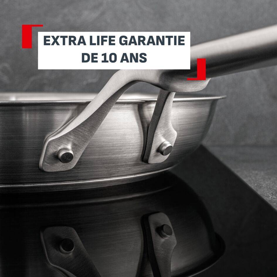 Extreme, Poêle wok 28 cm, Acier inoxydable de qualité supérieure, Garantie 10 ans