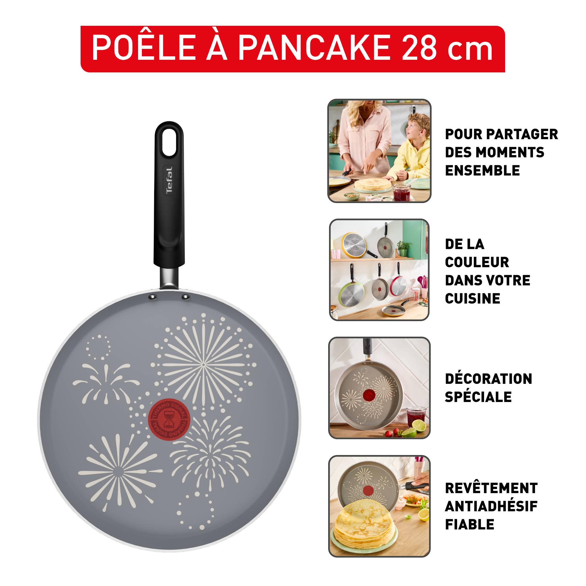 Chandeleur&nbsp;2026, Poêle à crêpes 28&nbsp;cm, Décoration spéciale, Revêtement antiadhésif