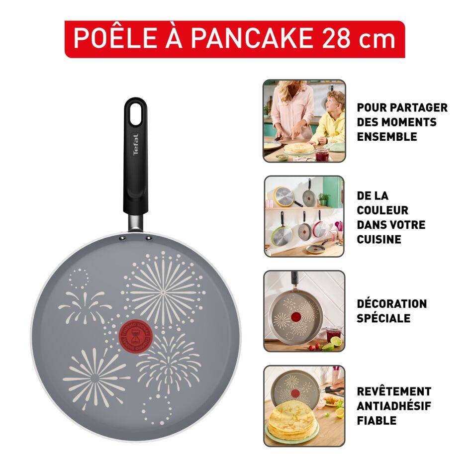 Chandeleur 2026, Poêle à crêpes 28 cm, Revêtement antiadhésif, Verte