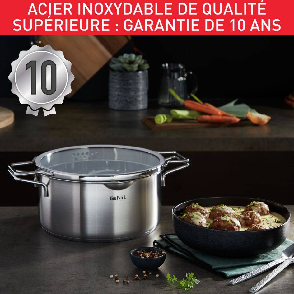 Nordica, Inox, Batterie de cuisine 6 p, Couvercle égouttoir, Induction