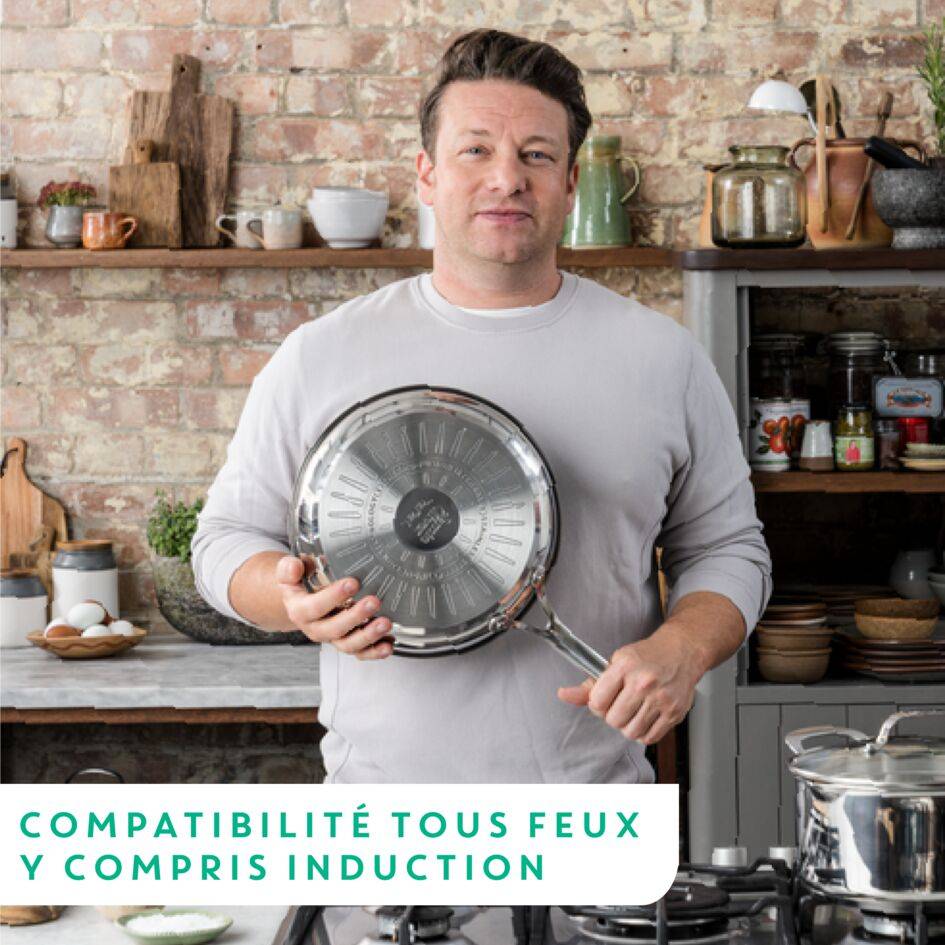 JAMIE OLIVER COOK'S DIRECT Inox Set 3 poêles 20/24/28 cm