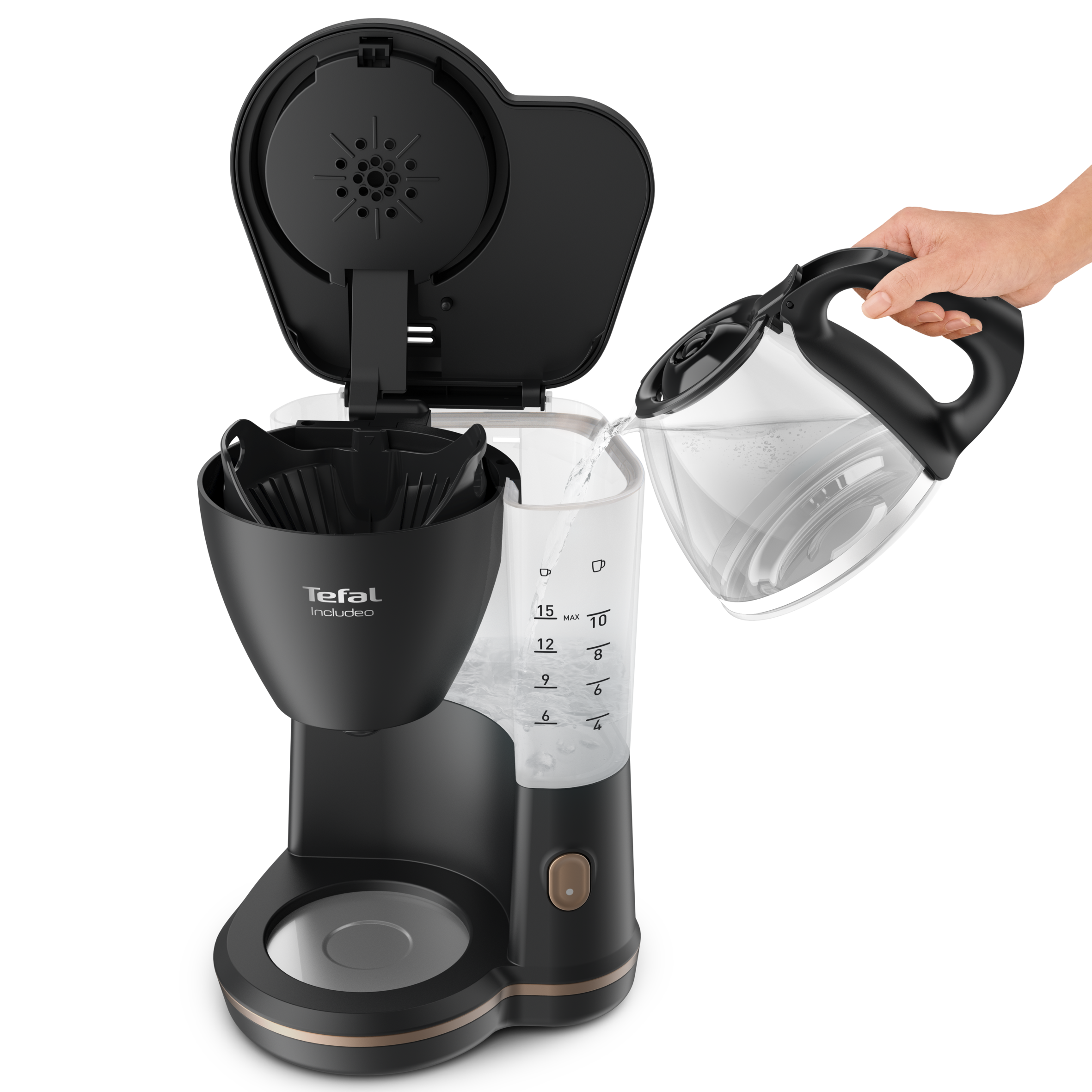 Tefal : Cafetière Filtre, Capacité 0,6 L, Compacte, Fonction Anti Goutte Pour Servir Pendant La Percolation Bouton Onoff Lumineux Maintien Au Chaud 30 Minutes Arret Automatique Cm340811