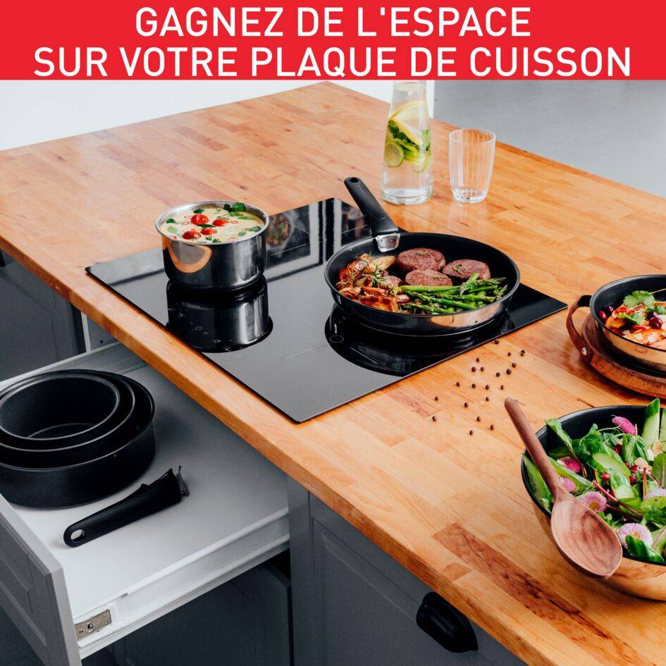 Ingenio authentic noir mouchete lot de 2 poêles  24/28cm + 1 poignée amovible