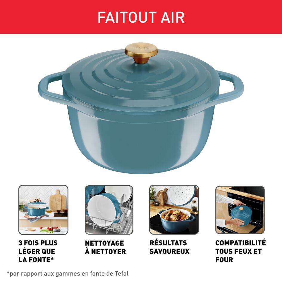 AIR SOFT LIGHT, Cocotte légère 24&nbsp;cm, Facile à nettoyer