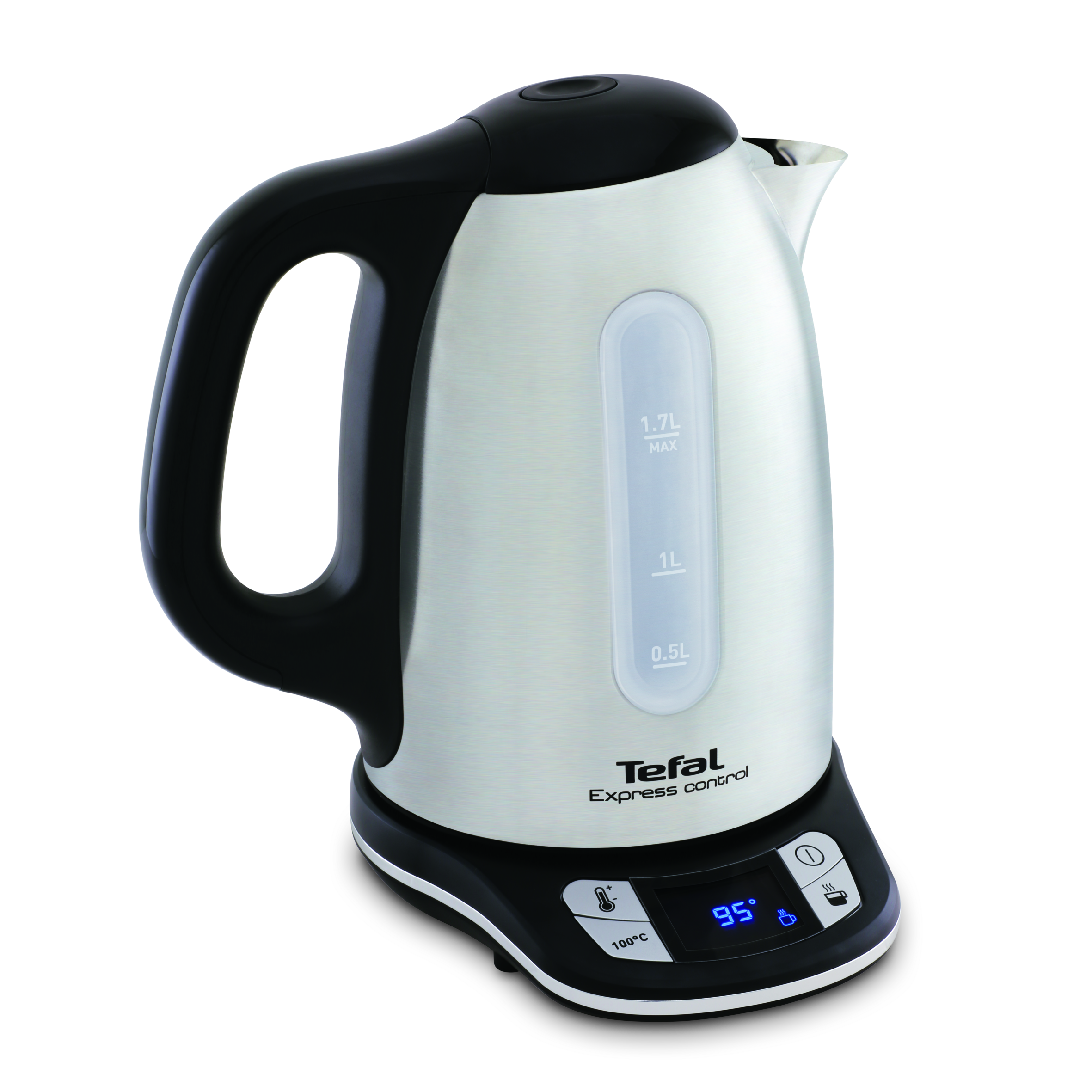 Bouilloire électrique Express inox sans fil 1,7 L, Réglable de 60 à 100°