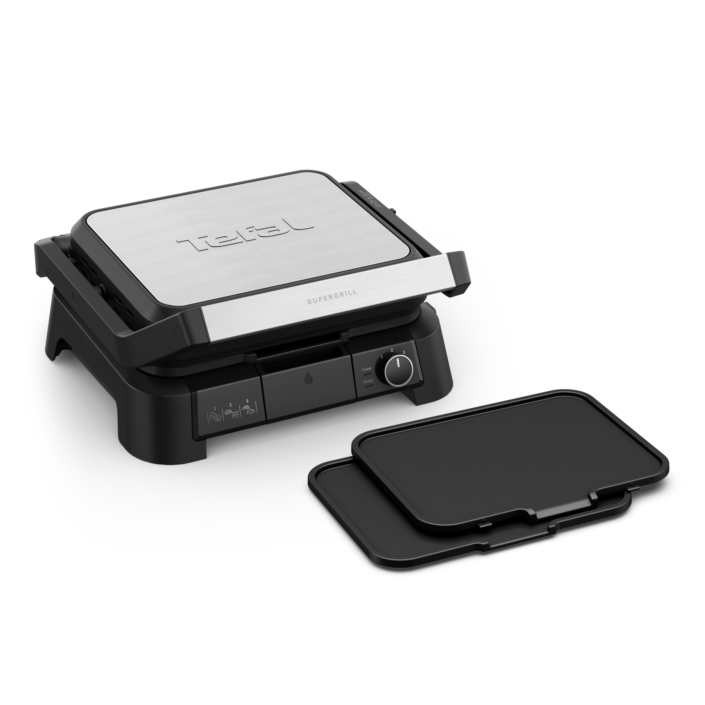 SuperGrill 4-en-1,  Grill multifonctions, 2 plaques grill + 2 plaques plancha, positions Grill,  BBQ, Four, Plancha