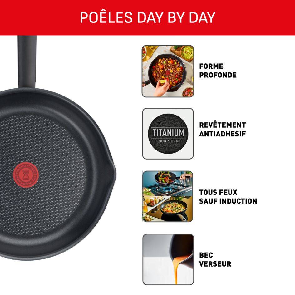Day by Day On Lot de 3 poêles 20/24/28 cm