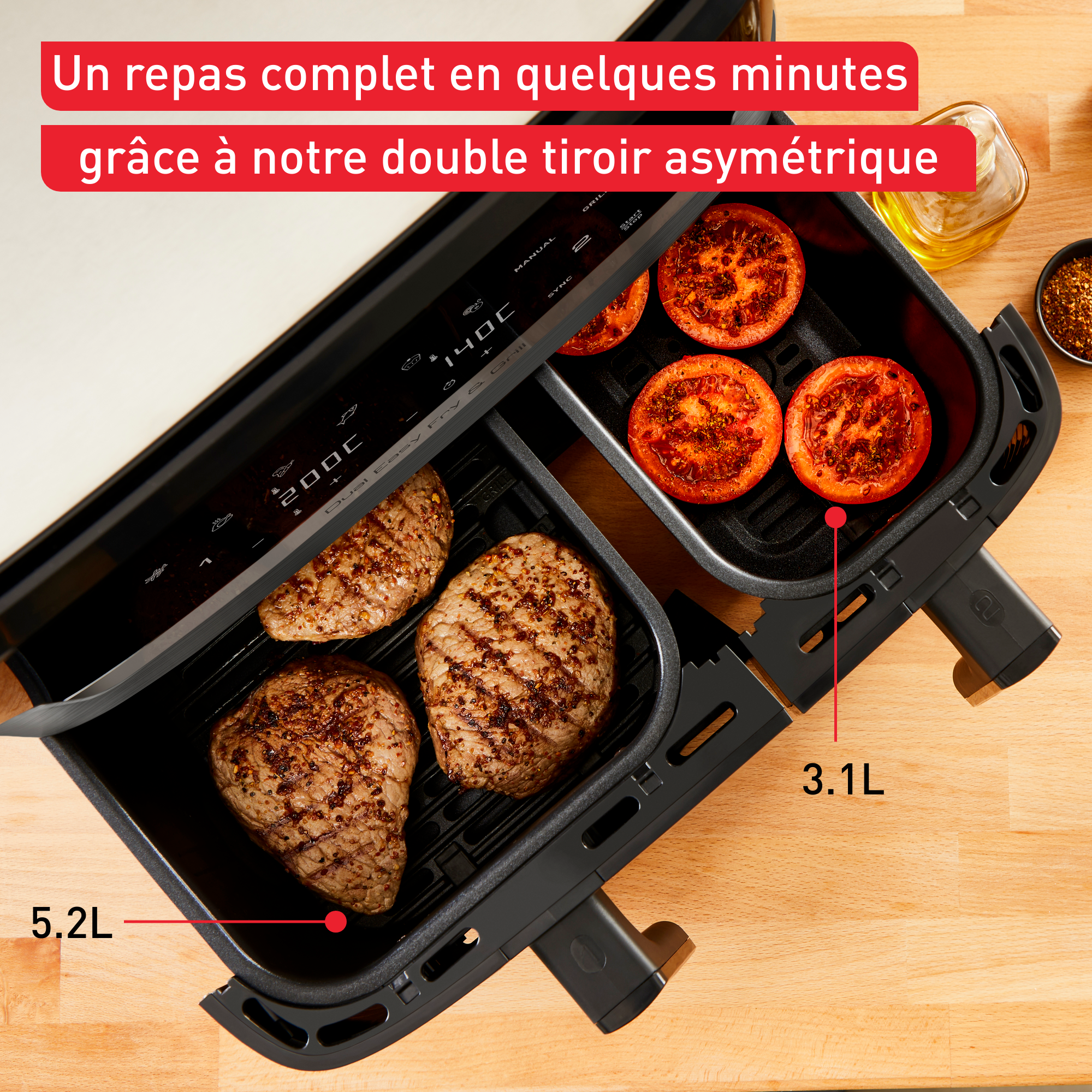 Dual Easy Fry & Grill, Air fryer double tiroir, 8.3L, Jusqu'à 8 personnes