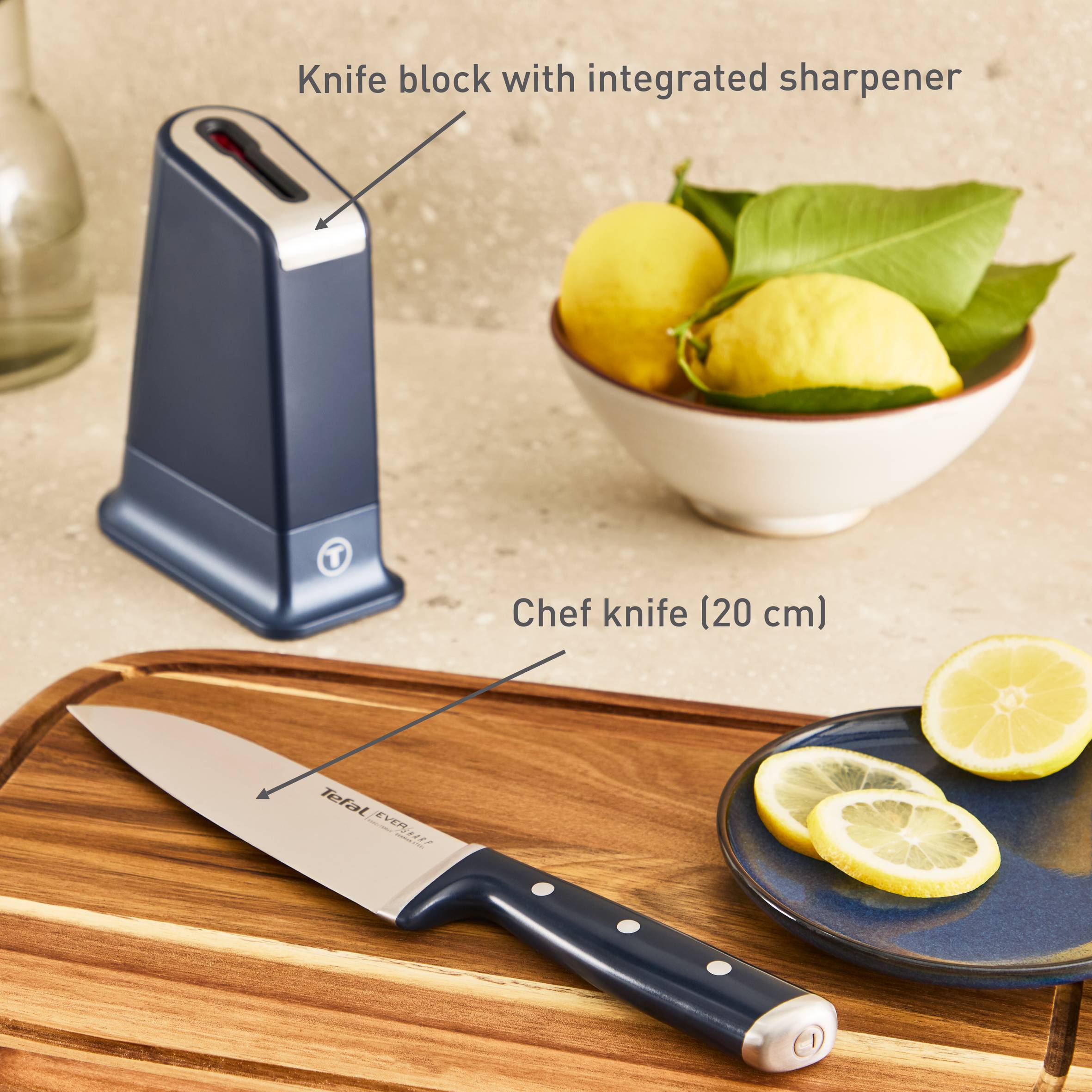 EverSharp, Couteau de chef et bloc à couteau avec système d'affûtage intégré