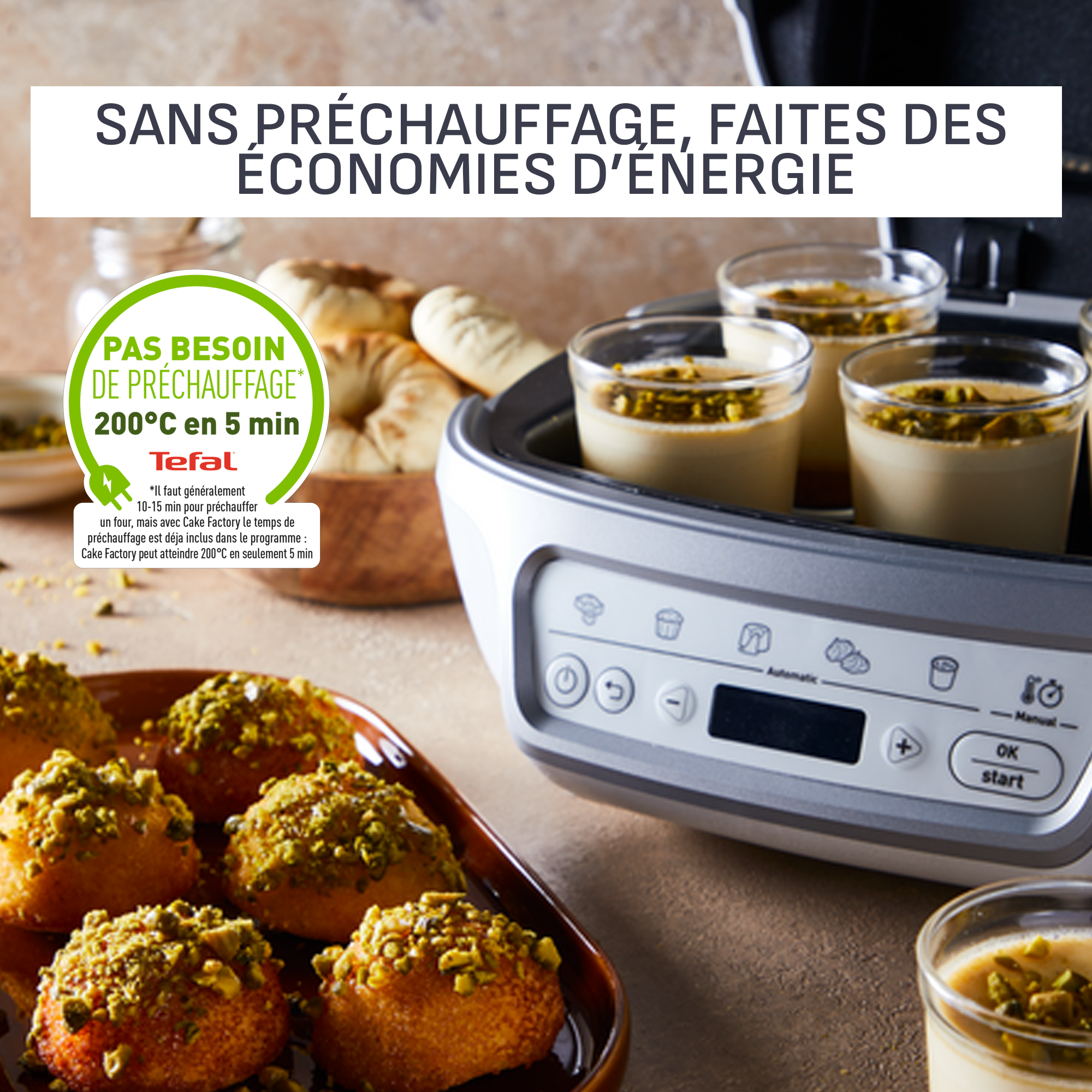 Cake Factory Délices, Four à gâteaux, 5 programmes, mode manuel, moules muffins, cakes, madeleines, verrines