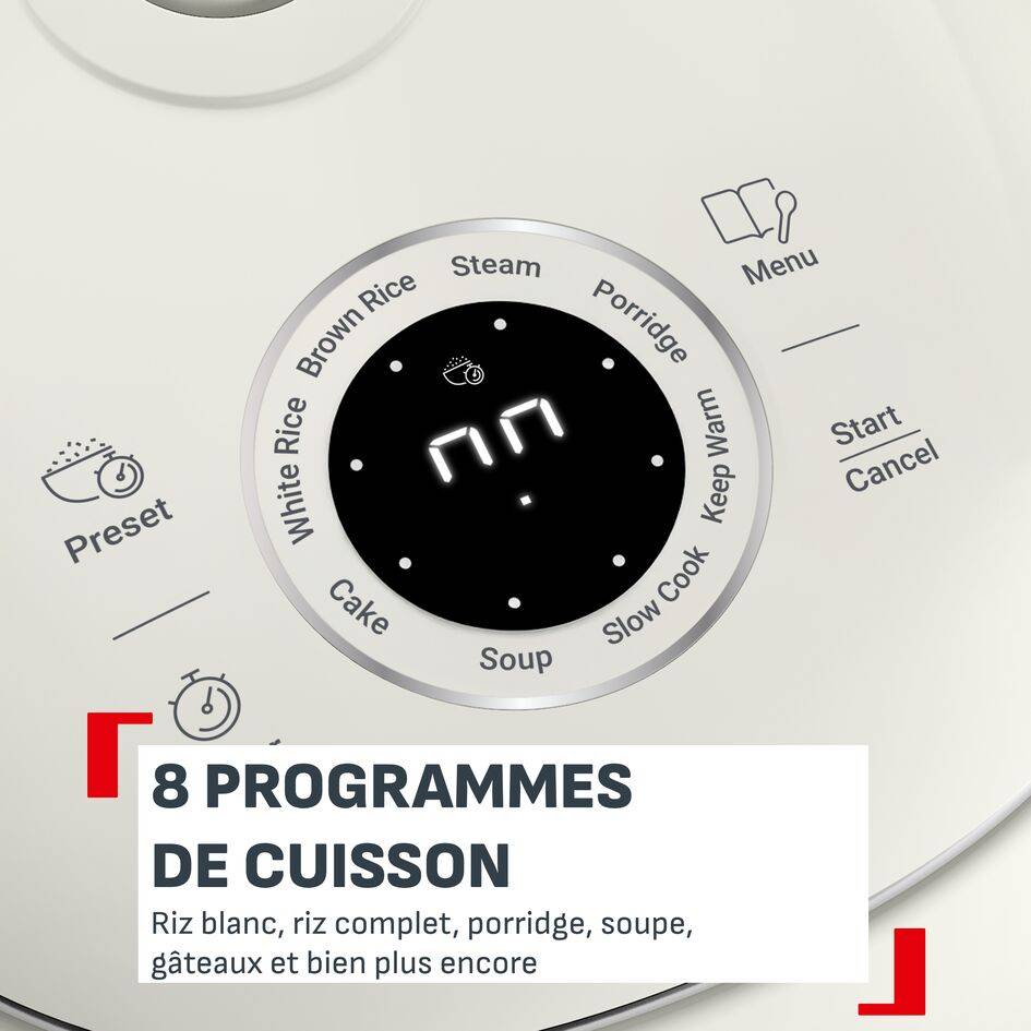 Pop, Cuiseur de riz 2 L, 8 programmes, Résultats savoureux, Format compact