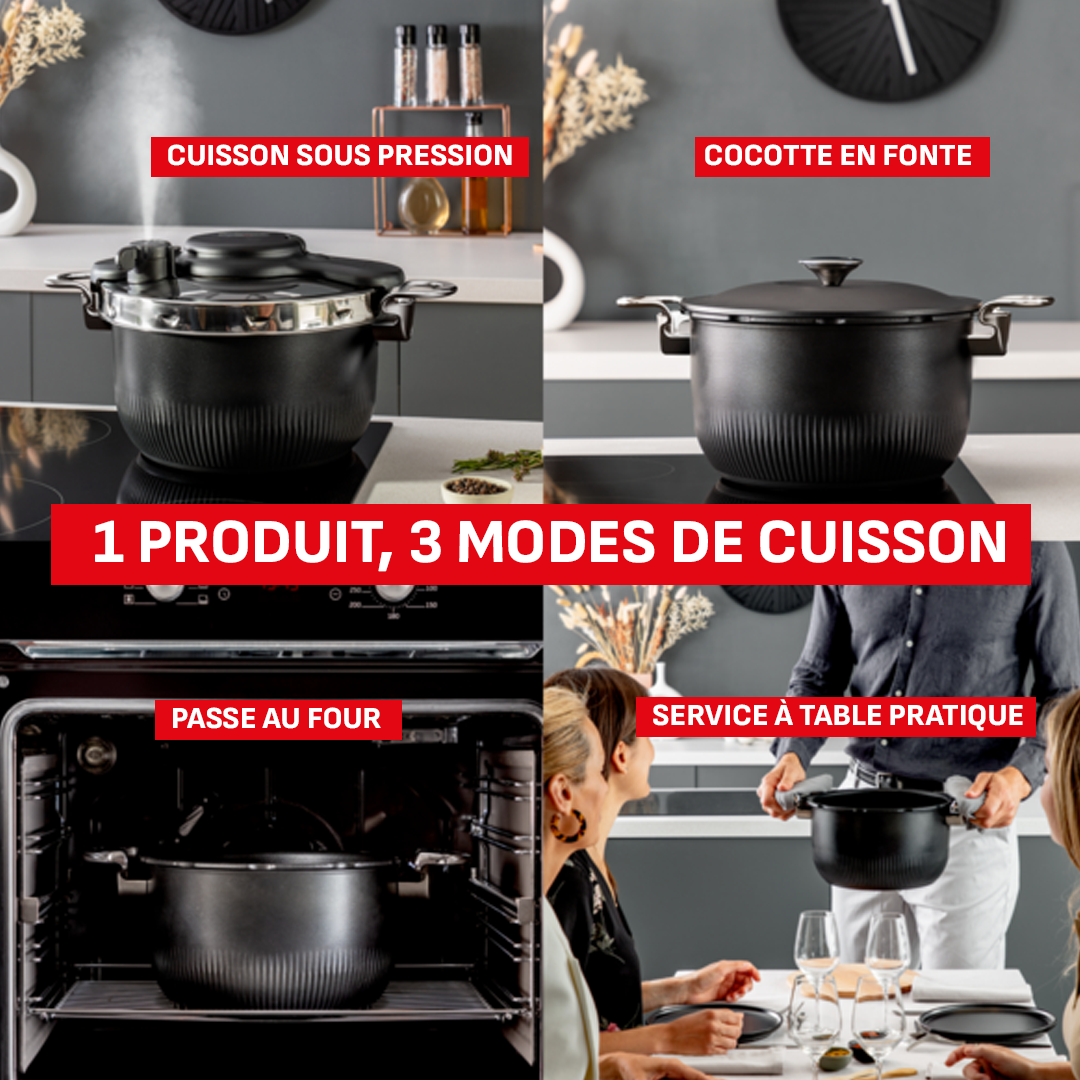 Clipso Tempo 3-in-1 Cocotte-minute, Faitout, Compatible four, Induction